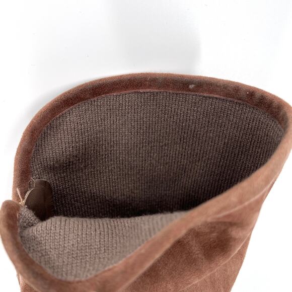 LORO PIANA Suede Knee High Boots Womens 39 Light Brown Sharmaine Cashmere Lined - Picture 9 of 16